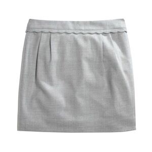 J. CREW Wool Scallop Trim Mini Skirt Back Zipper Fall Career Office Grey Small 4